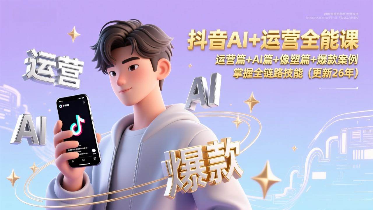 （17078期）抖音AI+运营全能课，运营篇+AI篇+像塑篇+爆款案例，掌握全链路技能（更新26年）-创业资源网