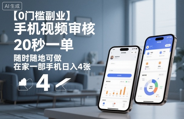 【0门槛副业】手机视频审核，20秒一单，随时随地可做，在家一部手机日入4张【揭秘】-创业资源网