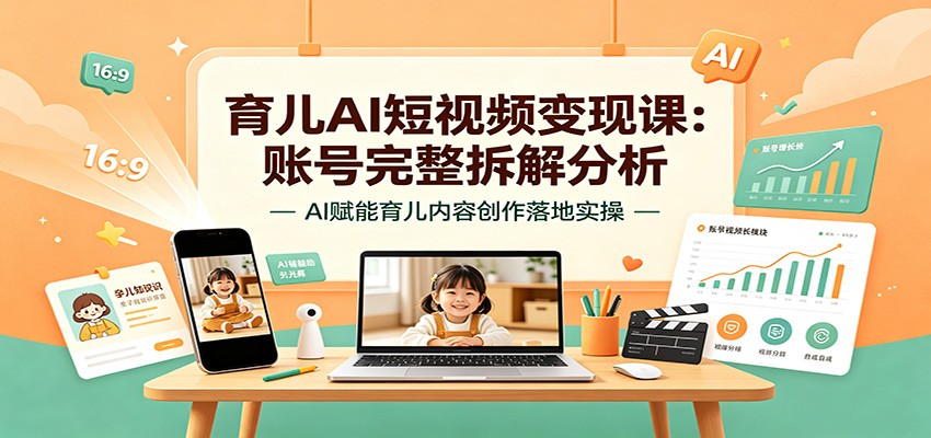育儿AI短视频变现课:账号完整拆解分析,AI赋能育儿内容创作落地实操-创业资源网