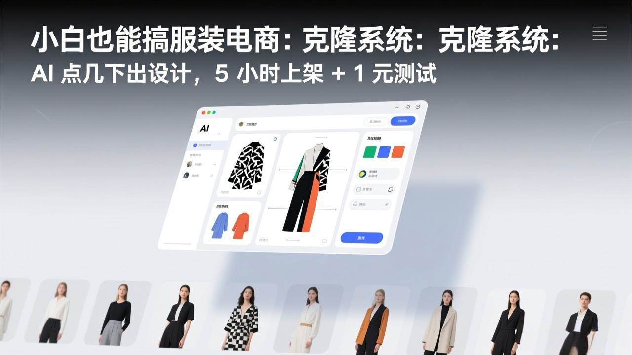 （17411期）小白也能搞服装电商：克隆系统：AI 点几下出设计，5 小时上架 + 1 元测试-创业资源网