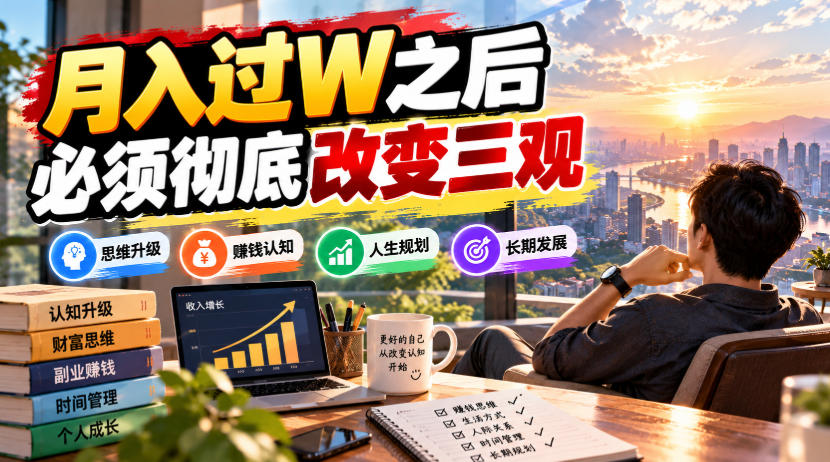 某公众号付费文章：月入过W之后，必须彻底改变三观-创业资源网