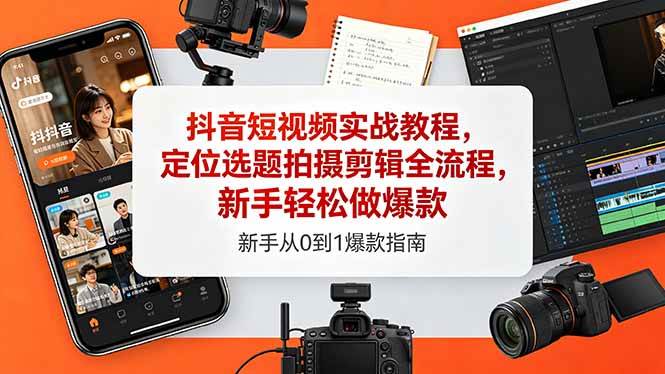 (18524期)抖音短视频实战教程,定位选题拍摄剪辑全流程,新手轻松做爆款-创业资源网