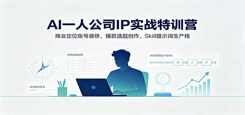 AI一人公司IP实战特训营：商业定位账号装修，爆款选题创作，Skill提示词生产线-创业资源网