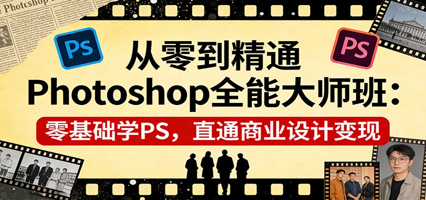从零到精通Photoshop全能大师班：零基础学PS，直通商业设计变现-创业资源网