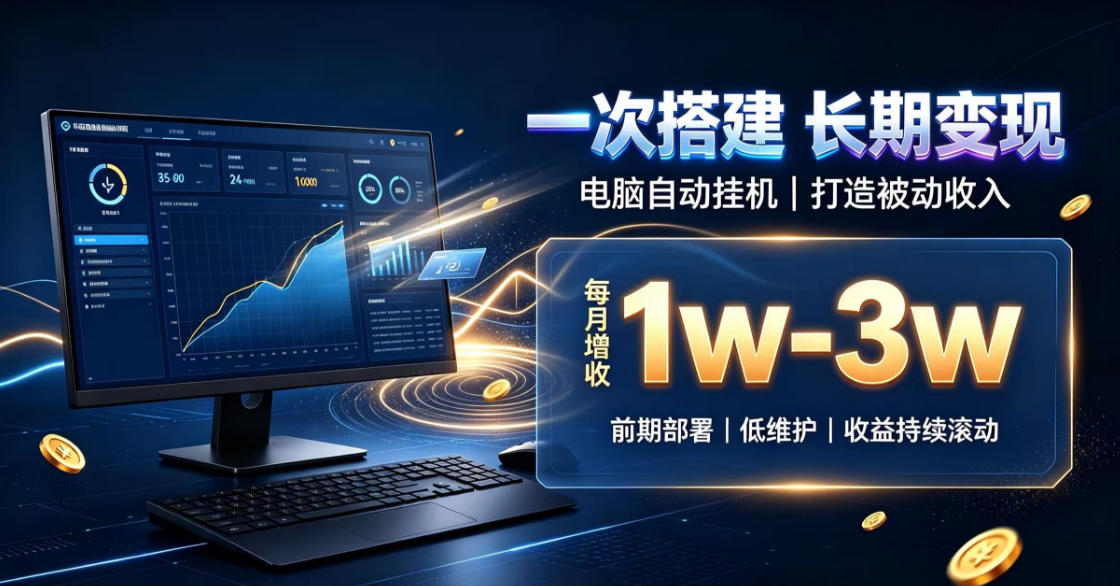 一份投入长期收益，电脑自动挂G类目，搭建被动收入每月增收1w-3w【揭秘】-创业资源网