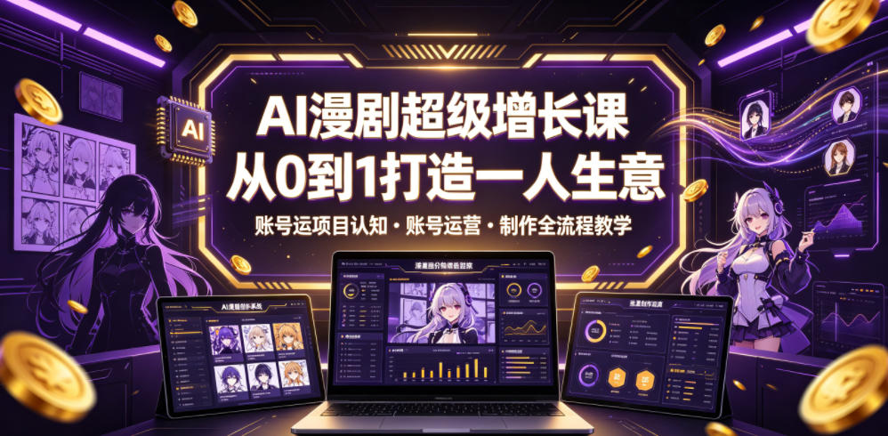AI漫剧超级增长课，从0到1打造一人生意，项目认知・账号运营・制作全流程教学-创业资源网