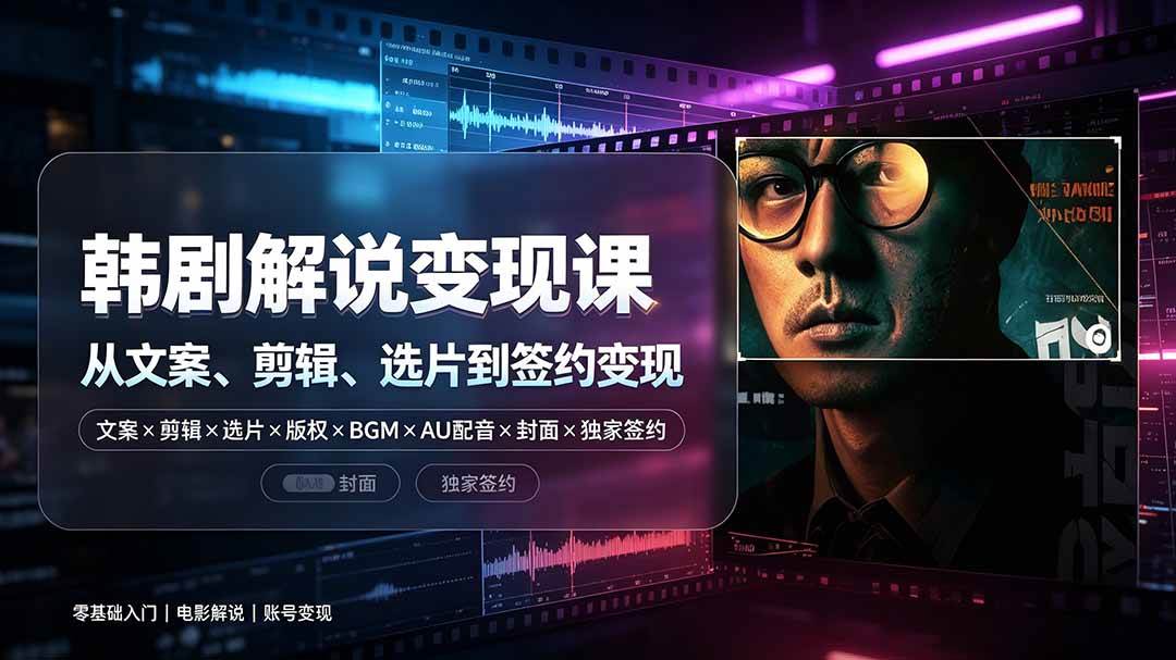 (19438期)抖音270W粉丝博主亲授韩剧解说课:文案×剪辑×选片×版权×BGM×AU配音×封面×独家签约,零基础到变现 (19438期)抖音270W粉丝博主亲授韩剧解说课:文案×剪辑×选片×版权×BGM×AU配音×封面×独家签约,零基础到变现