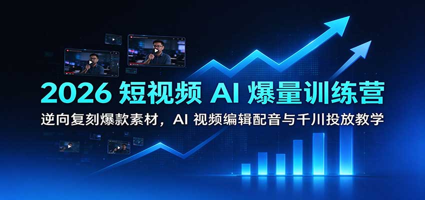 2026短视频AI爆量训练营：逆向复刻爆款素材，AI视频编辑配音与千川投放教学-创业资源网