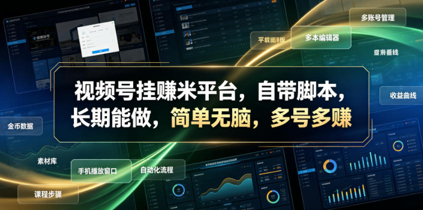 视频号挂賺米平台，自带脚本，长期能做，简单无脑，多号多賺【揭秘】-创业资源网