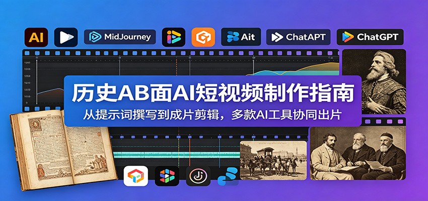 历史AB面AI短视频制作指南：从提示词撰写到成片剪辑，多款AI工具协同出片-创业资源网