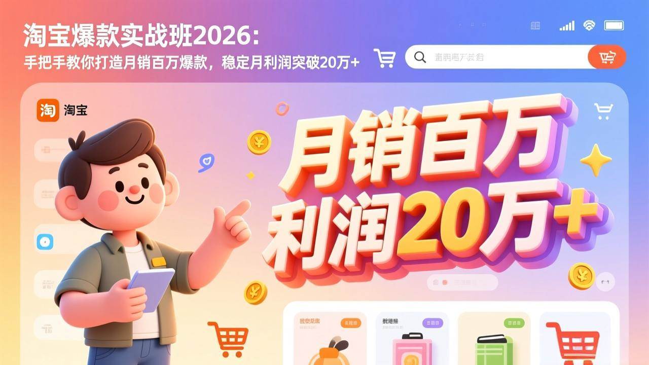 （17401期）淘宝爆款实战班-2026年2月更新：手把手教你打造月销百万爆款，稳定月利润突破20万+-创业资源网