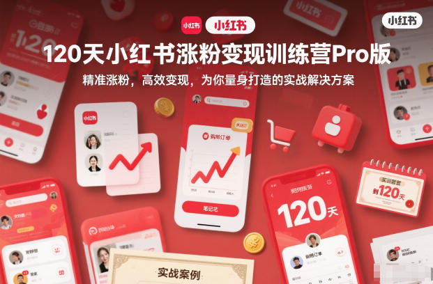 120天小红书涨粉变现训练营Pro版,精准涨粉,高效变现,为你量身打造的实战解决方案-创业资源网