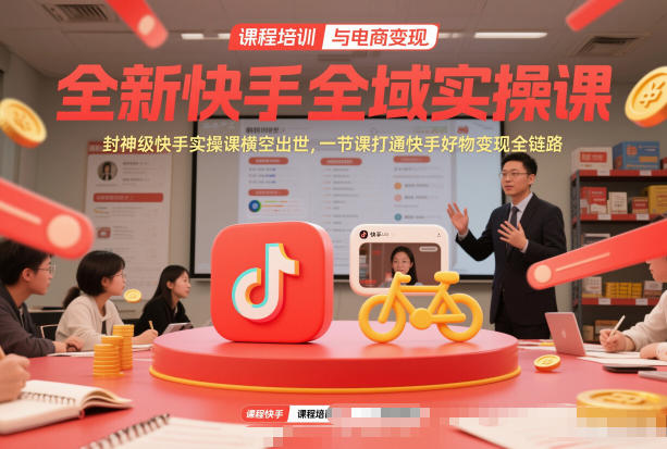 全新快手全域实操课，封神级快手实操课横空出世，一节课打通快手好物变现全链路-创业资源网