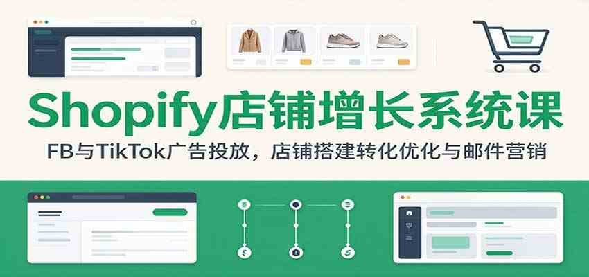 Shopify店铺增长系统课：FB与TikTok广告投放，店铺搭建转化优化与邮件营销-创业资源网