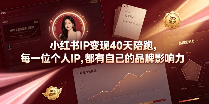小红书IP变现40天陪跑，每一位个人IP，都有自己的品牌影响力-创业资源网